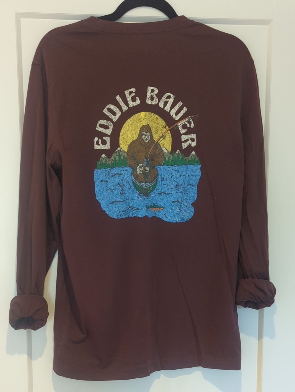 Eddie Bauer Brown Long-Sleeve Mens Graphic Back Tee